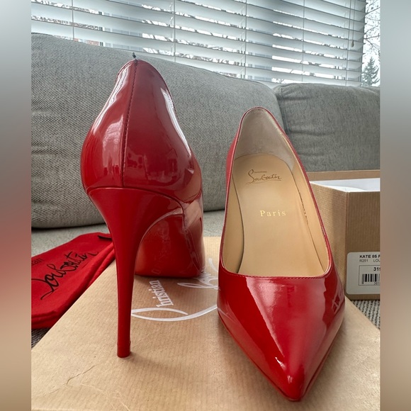 Christian Louboutin Kate 85 Patent red *New* 37.5 size - Picture 1 of 11